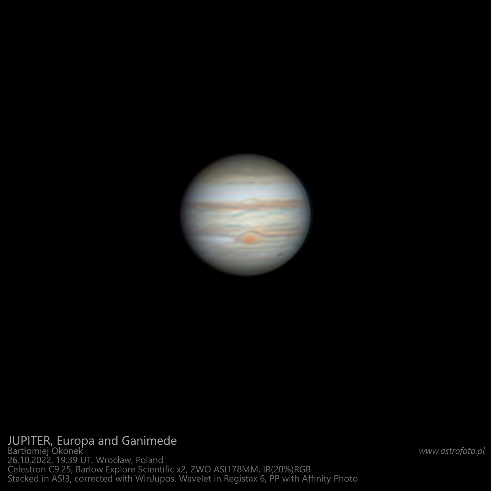 Jupiter rotation animation with Europa and Ganimede